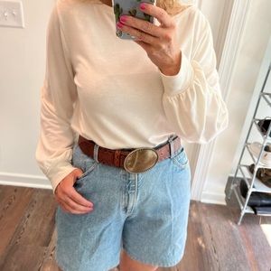 Vintage High Rise Pure Cotton Mid Thigh Denim Jean high waisted denim mom shorts